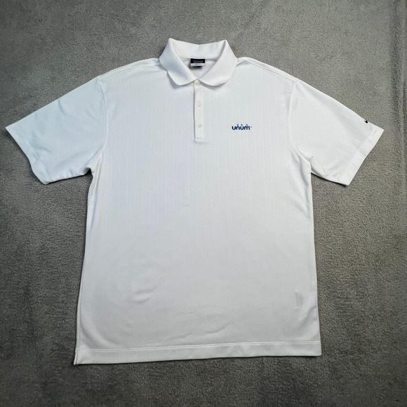 Nike Other - Nike Golf Dri Fit White Mens Polo Large Shirt Embroidered Unum Logo